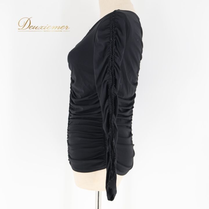 【美品 日本製 社交ダンス衣装】Chacott DANCE チャコットブラウス 社交ダンス 衣装 トップス ブラック系 チャコット Chacott 黒 無地