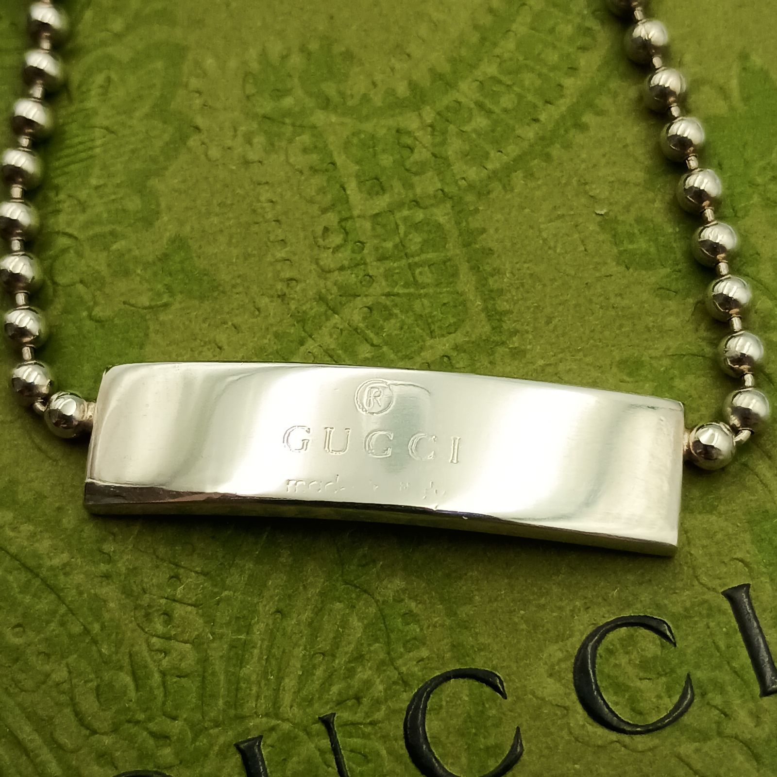 GUCCI グッチ プレート チョーカー ボールチェーン ネックレス 