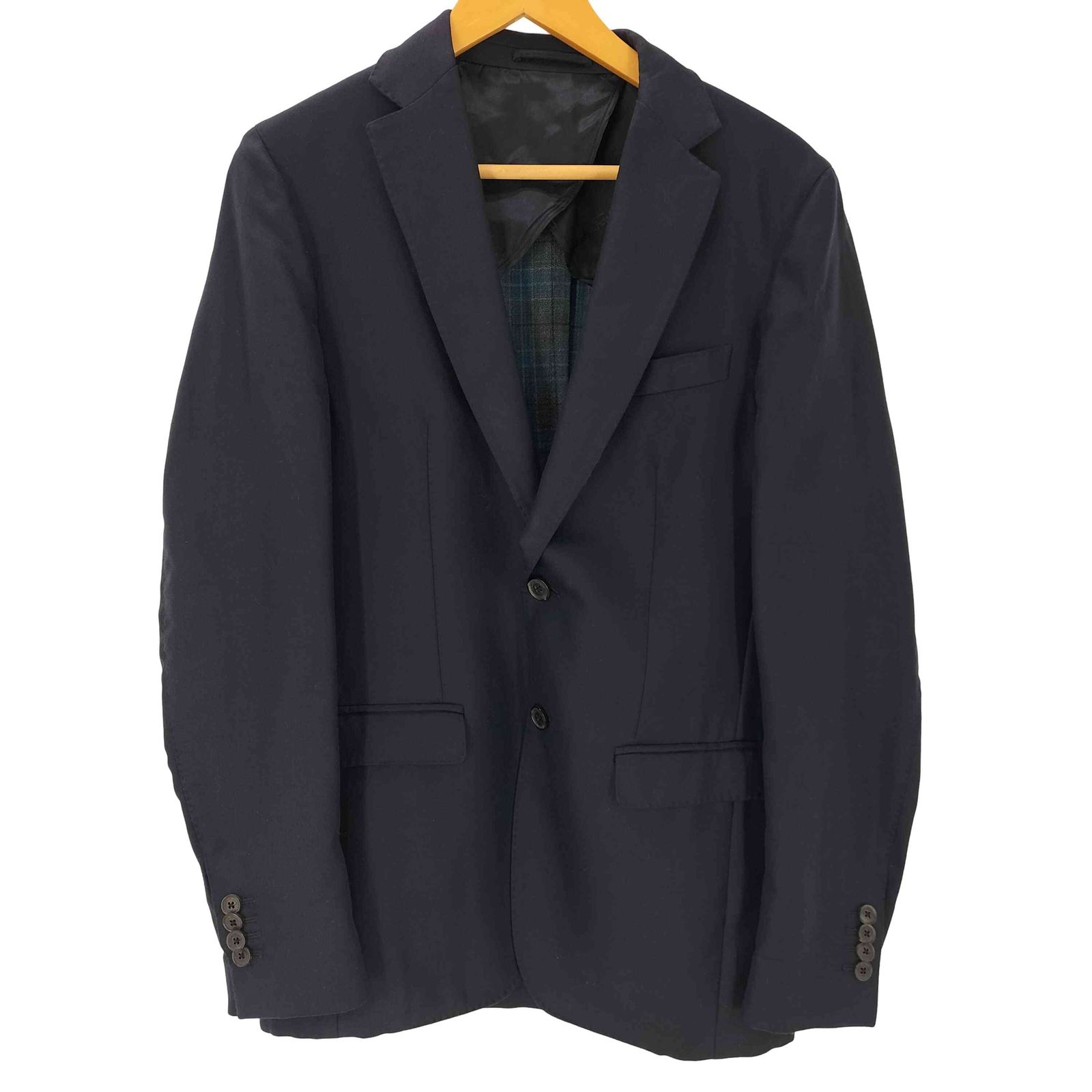 Salvatore Ferragamo(サルヴァトーレフェラガモ) イタリア製 LANA 裏地チェック 2b ウール テーラード ジャケット メンズ EUR：46 【中古】【ブランド古着バズストア】 サルヴァトーレフェラガモ Salvatore Ferragamo イタリア製 LANA 裏地