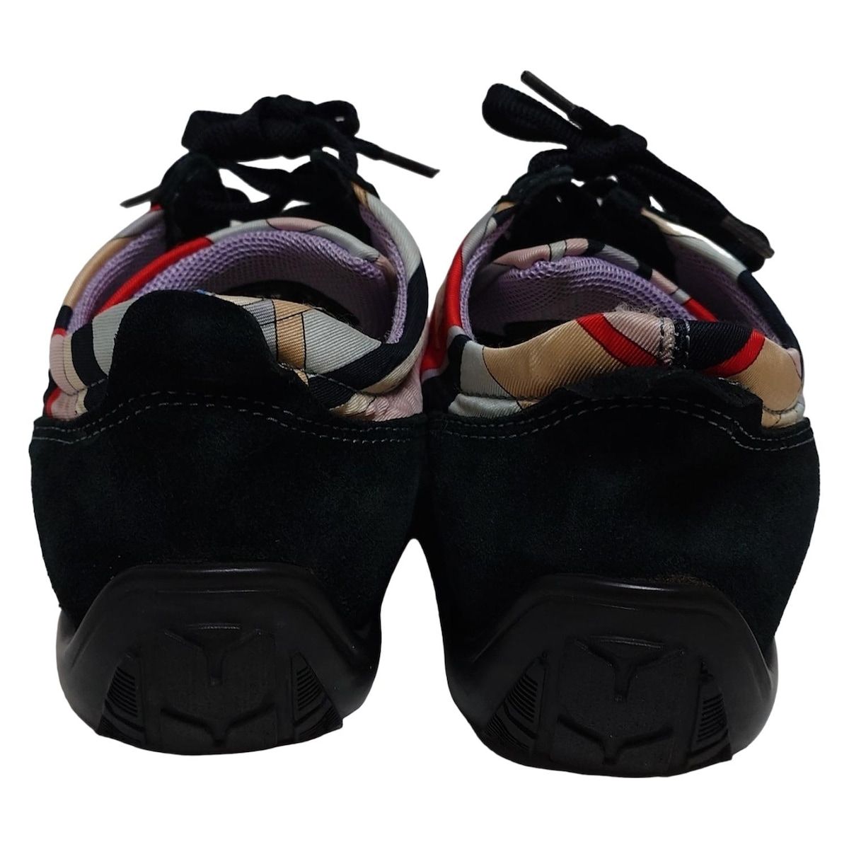  EMILIO PUCCI エミリオプッチ スニーカー 35 レディース - 黒×ピンク×マルチ インソール取外し可 Sabelt コットン スニーカー 靴