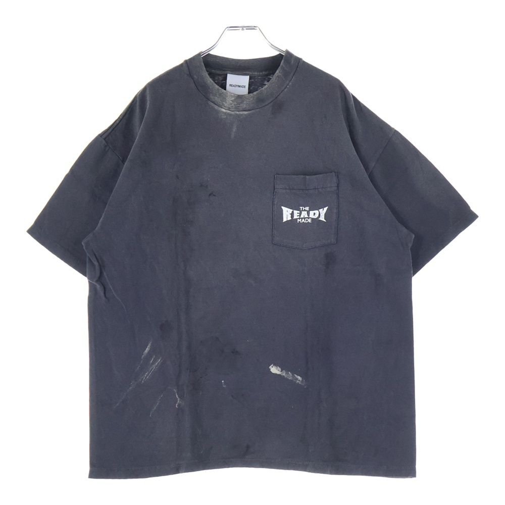 SAINT MICHAEL セントマイケル 24 SS ×READY MADE S POCKET T-SHIRT レディメイド ポケットロゴ クルーネック半袖Tシャツ カットソー チャコールグレー RE-CO-BK-00-00-278