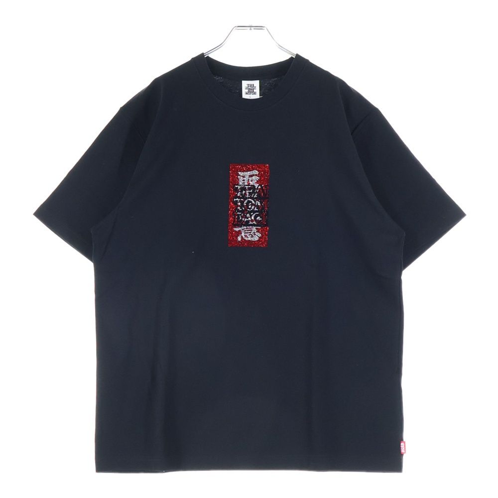 THE BLACK EYE PATCH ブラックアイパッチ ラインストーン ロゴ クルーネック半袖Tシャツ カットソー ブラック 201 MT-4683