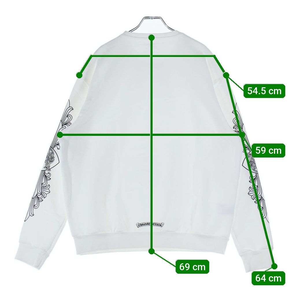 CHROME HEARTS (クロムハーツ) LOVE YOU CREW SWTSHRT 袖フローラル