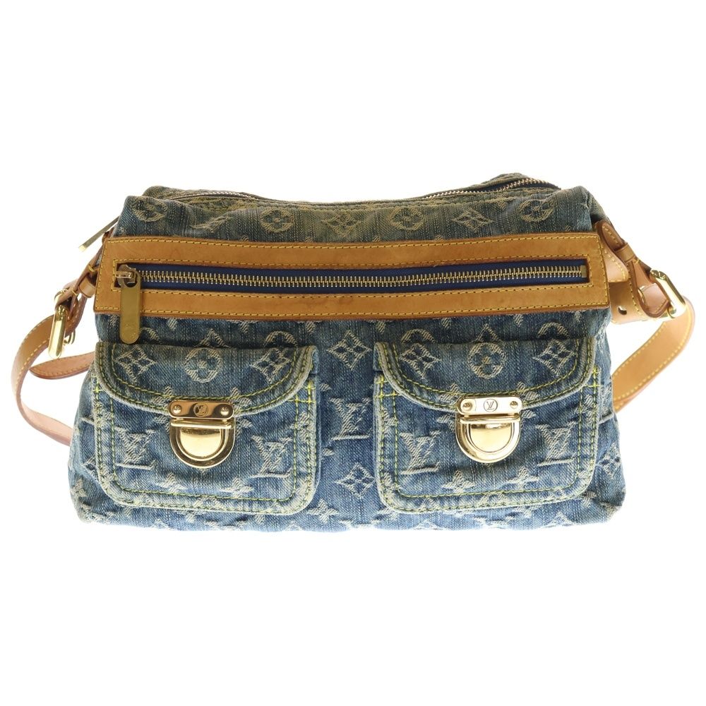 LOUIS VUITTON ルイヴィトン モノグラムデニム バギーPM ショルダーバッグ ブラウン×インディゴブルー デニム×レザー M 95049 ゴールド金具