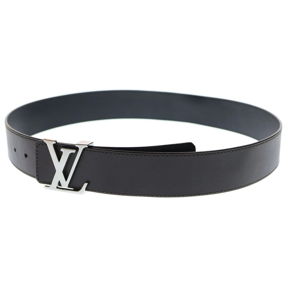 LOUIS VUITTON ルイヴィトン サンチュールLVイニシアル ベルト レザー ブラック ブラウン M 9887 シルバー金具