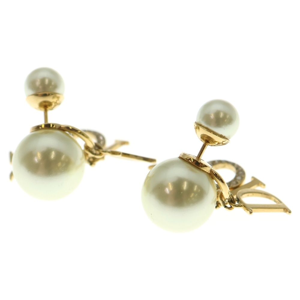 Christian Dior クリスチャンディオール トライバル ロゴピアス ゴールド ラインストーン パール