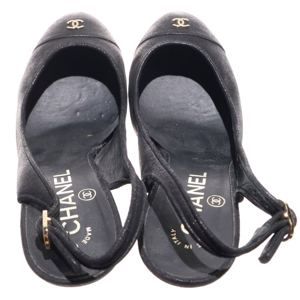 CHANEL (シャネル) ココマーク ロゴプレート スエードレザー ヒール