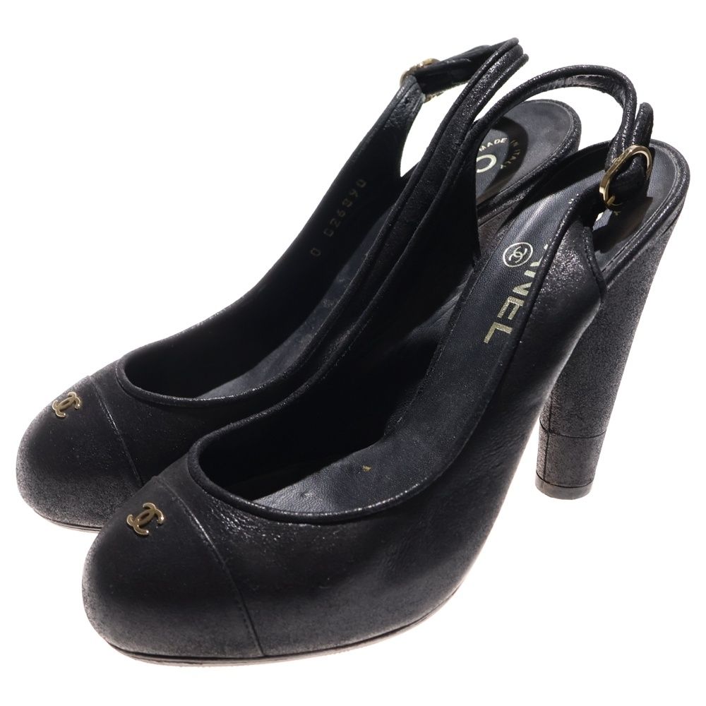 CHANEL (シャネル) ココマーク ロゴプレート スエードレザー ヒール