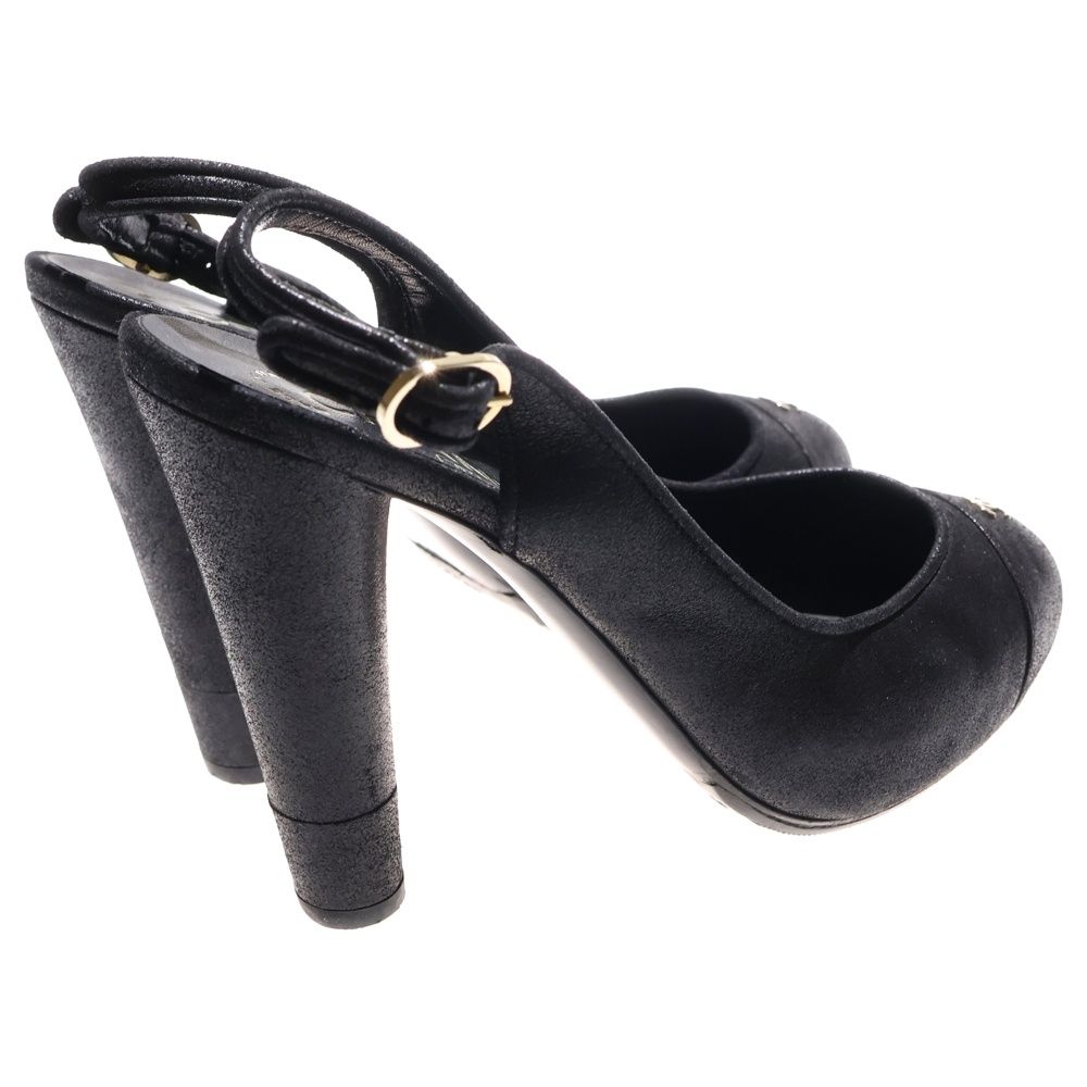 CHANEL (シャネル) ココマーク ロゴプレート スエードレザー ヒール