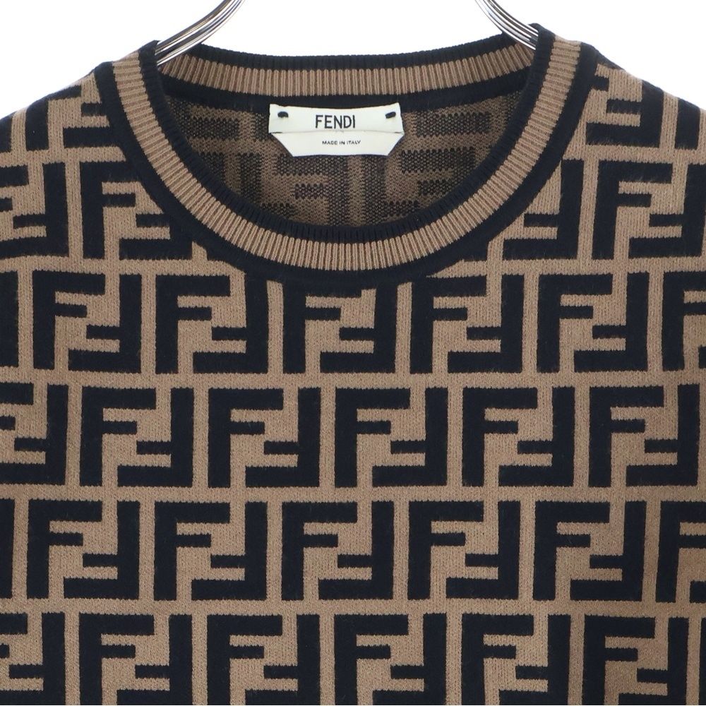 FENDI (フェンディ) ズッカ総柄 レーヨン クルーネック プルオーバー