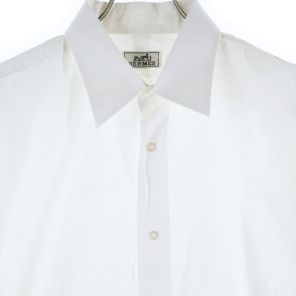 HERMES (エルメス) セリエ ゴールドカフスボタン コットン 長袖シャツ