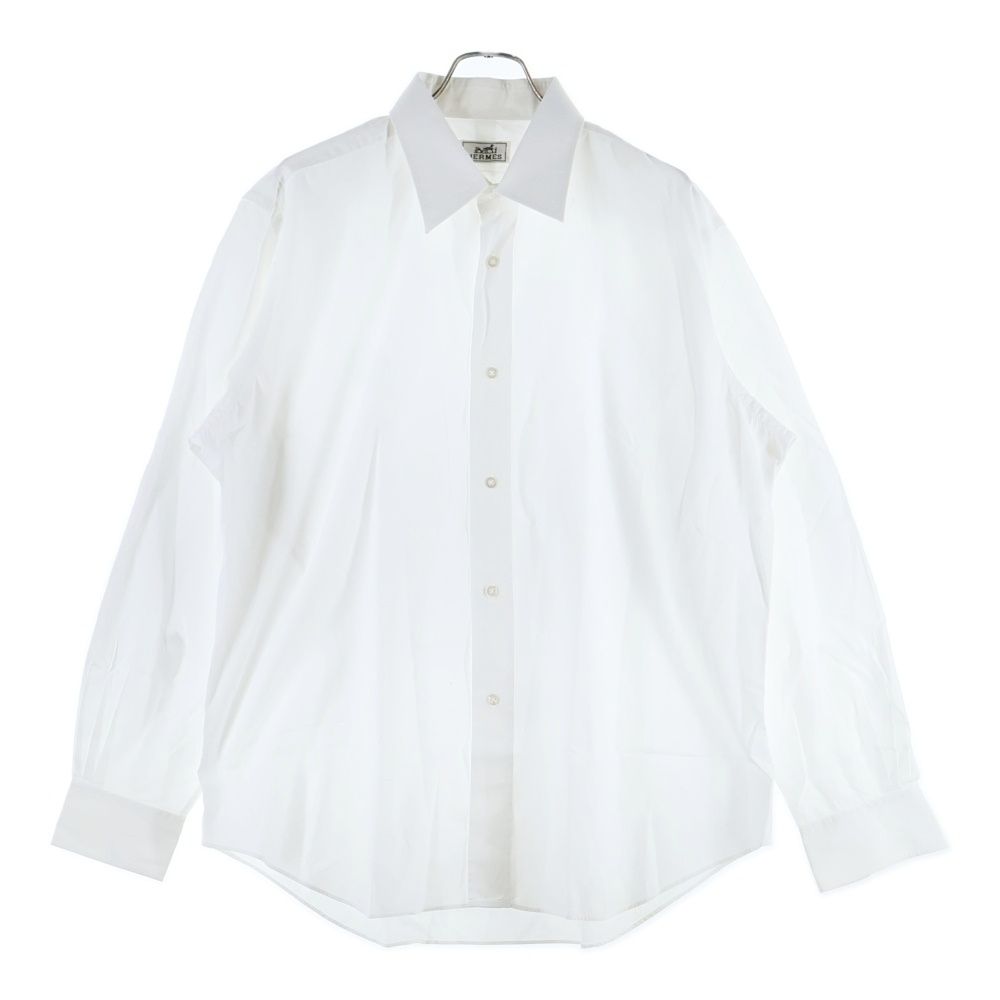 HERMES ホワイト 長袖シャツ HERMES (エルメス) セリエ ゴールドカフスボタン コットン 長袖シャツ
