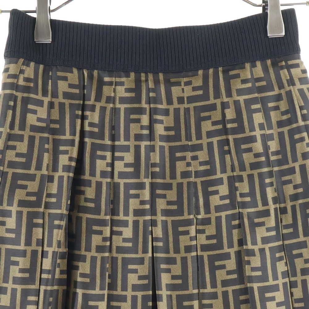 FENDI (フェンディ) ズッカ総柄 シルク プリーツ ロング フレア