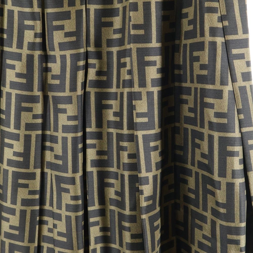 FENDI (フェンディ) ズッカ総柄 シルク プリーツ ロング フレア