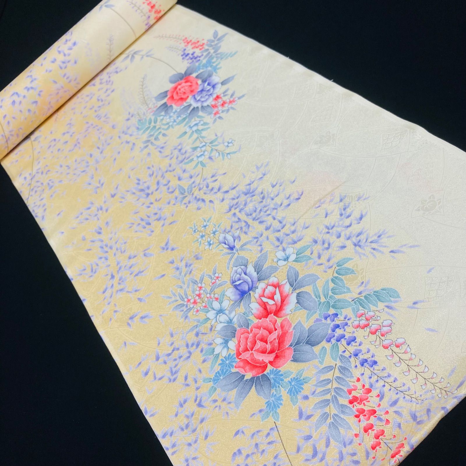 着物と帯オレンジ y 133◾️割と なポリエステル化繊着尺反物5点◾️