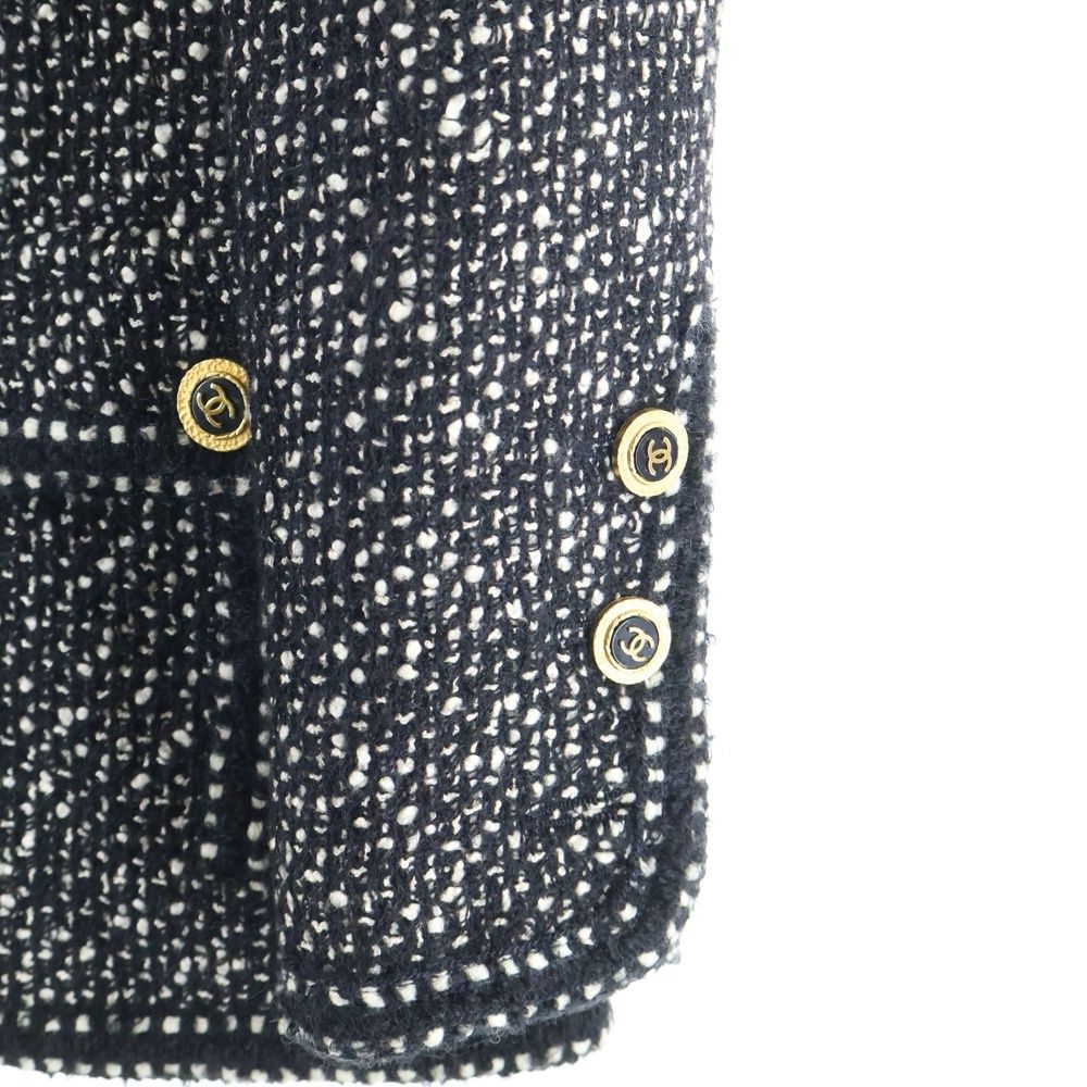 CHANEL (シャネル) 93AW ココマークボタン ウールツイード ノーカラー CHANEL (シャネル) 93AW ココマークボタン ウールツイード ノーカラー