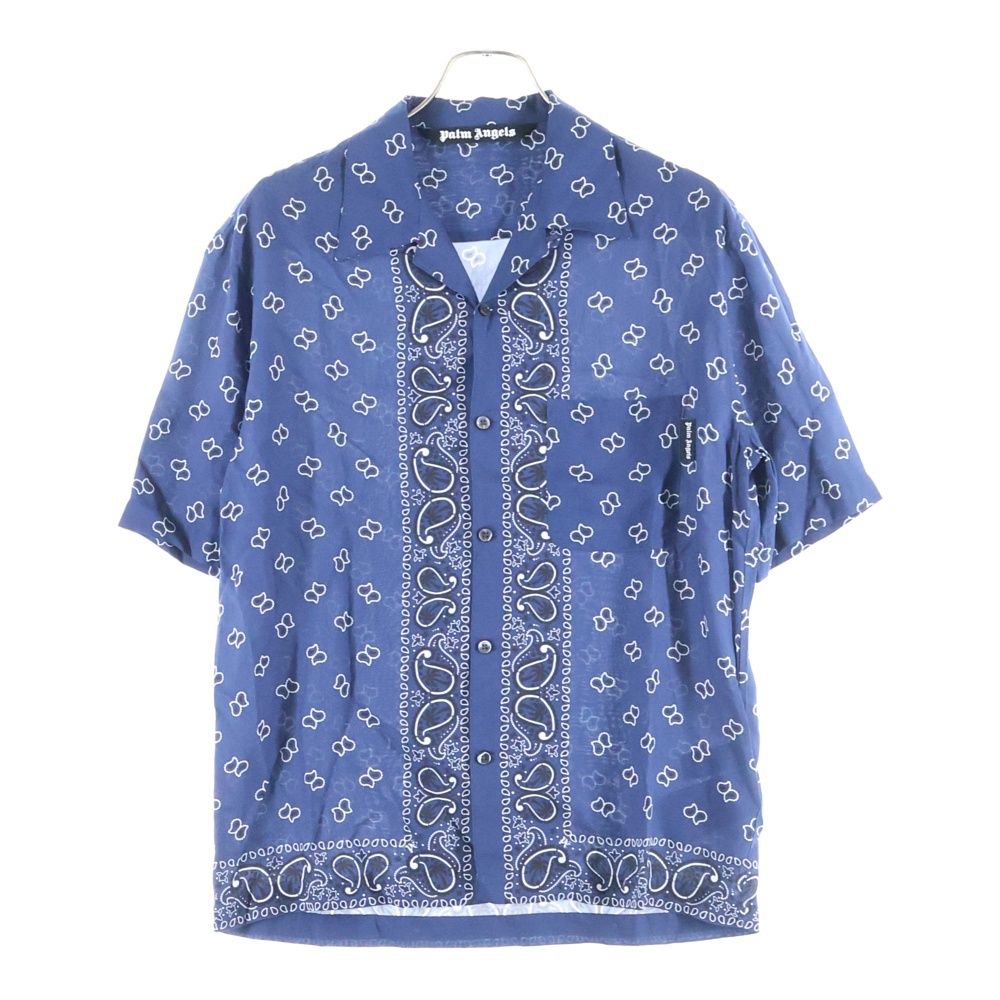 Palm Angels パームエンジェルス 24 SS PAISLEY BOWLING SHIRT ペイズリー柄 ボーリング オープン 半袖シャツ ネイビー