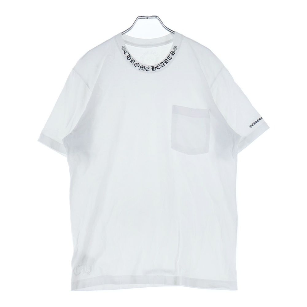 CHROME HEARTS クロムハーツ CH T SHRT 1 ネックロゴプリント クルーネック 半袖Tシャツ カットソー ホワイト