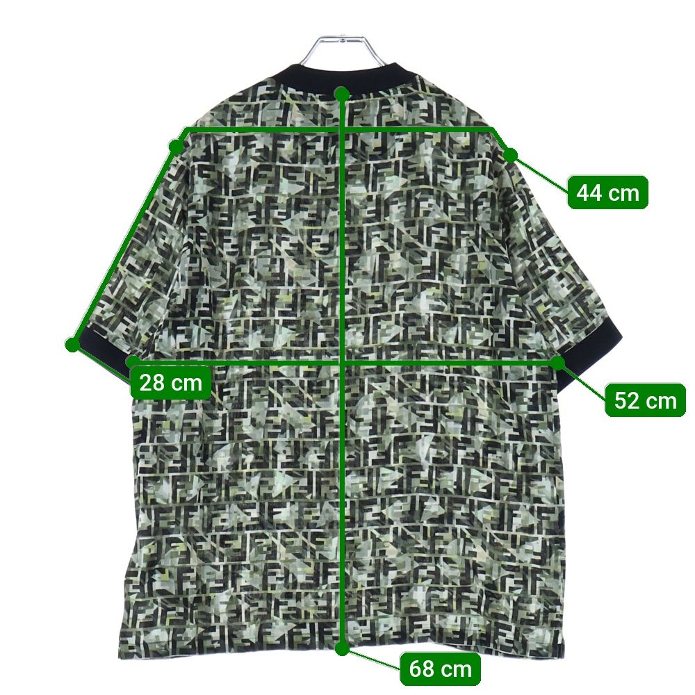 FENDI (フェンディ) ズッカ柄 クルーネックTシャツ グリーン FY1021