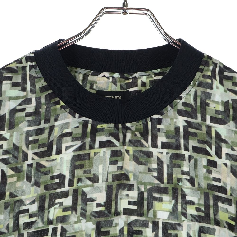 FENDI (フェンディ) ズッカ柄 クルーネックTシャツ グリーン FY1021