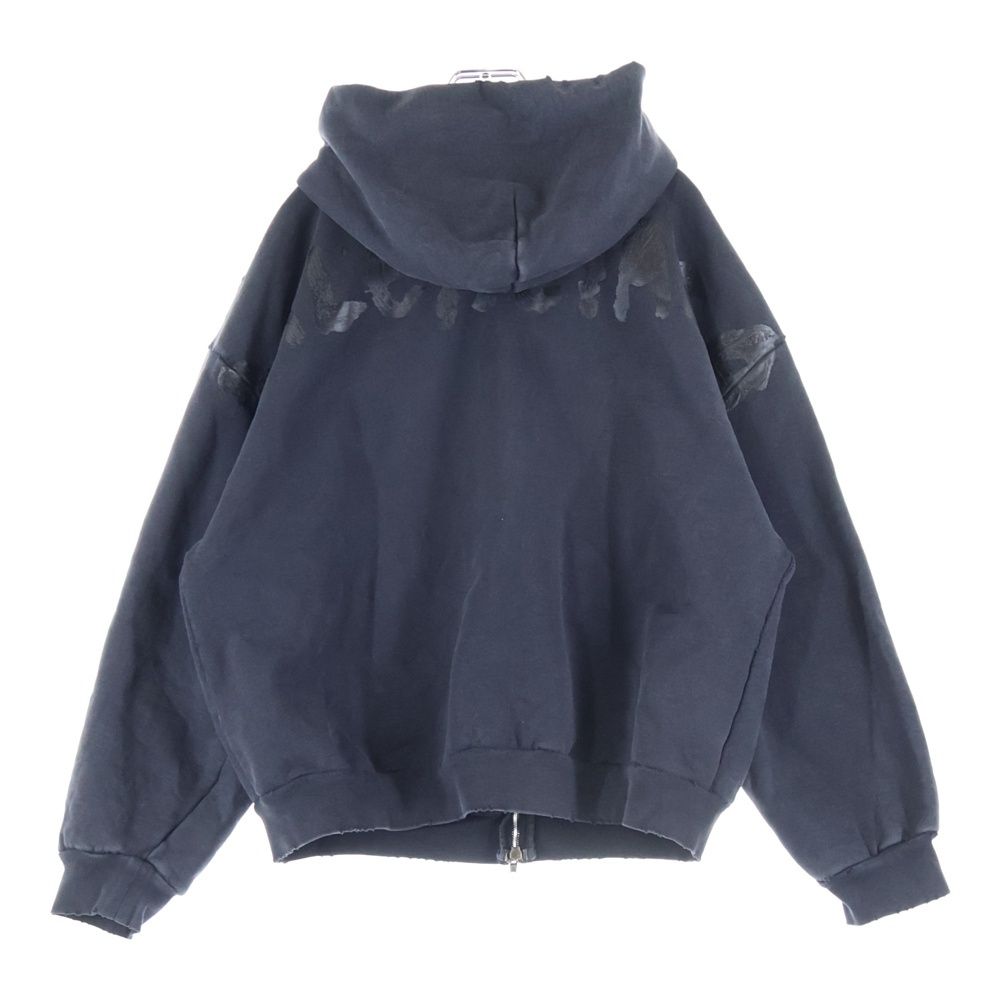BALENCIAGA (バレンシアガ) Painted Zip-up Hoodie ダメージ加工 バックペイント ジップアップフーディ スウェットパーカー ブラック 803264 TRVU1