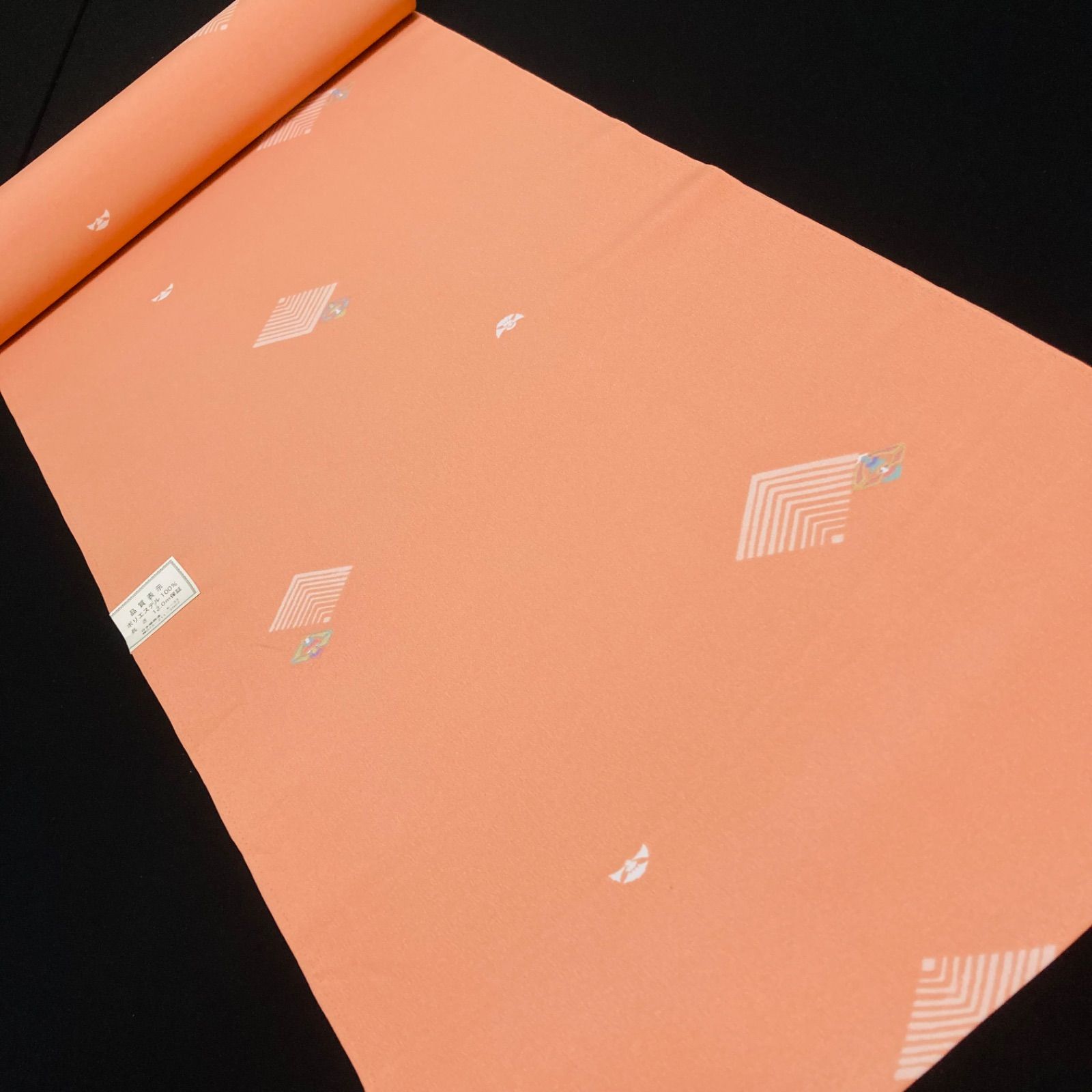 着物と帯オレンジ y134◾️割と綺麗なポリエステル化繊着尺反物5点