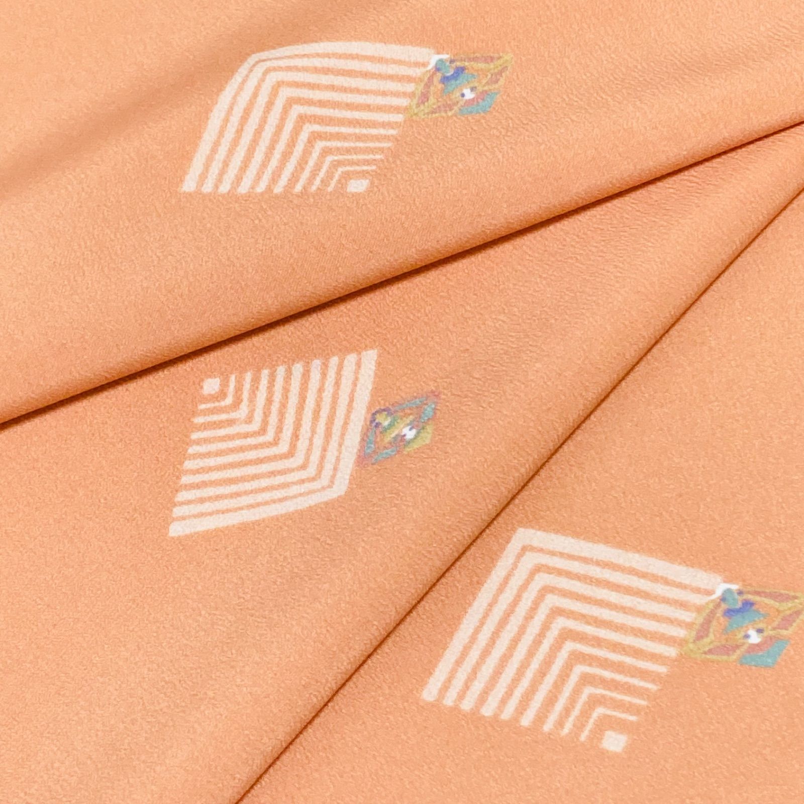 着物と帯オレンジ y134◾️割と綺麗なポリエステル化繊着尺反物5点