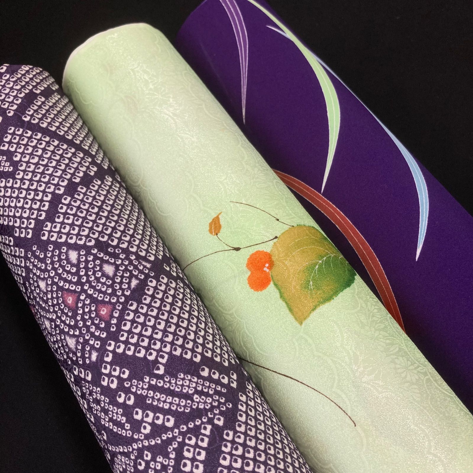 【予約済】y88【着物と帯 オレンジ】割と綺麗なポリエステル化繊小紋着尺反物5点 着物と帯オレンジ y136◾️割と綺麗なポリエステル化繊着尺反物21点