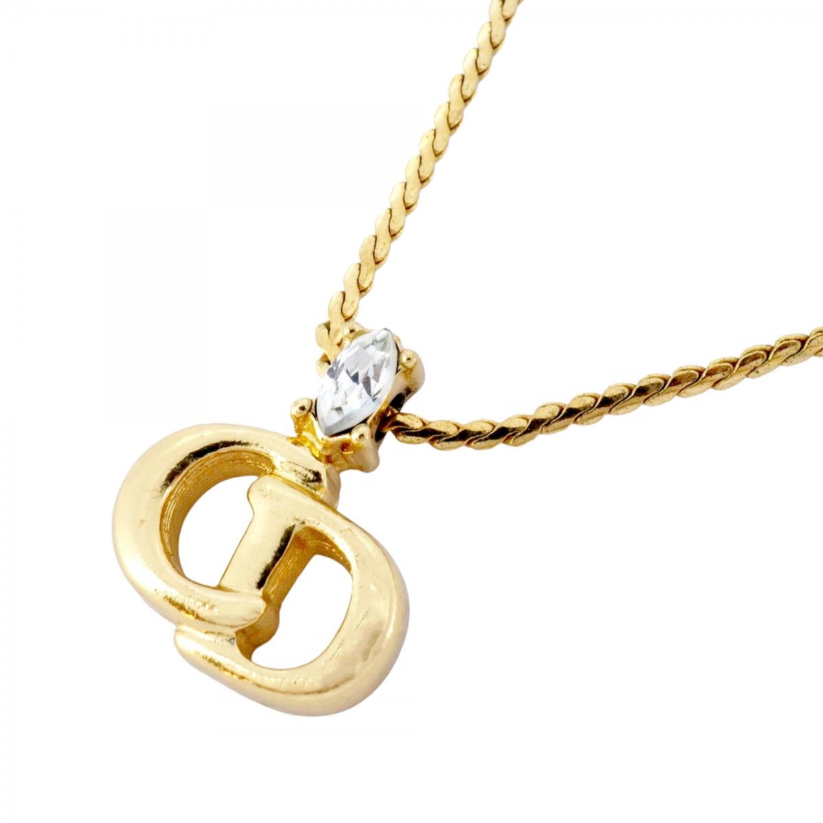 5job0671】クリスチャンディオール ネックレス CDロゴ GPメッキ ライン