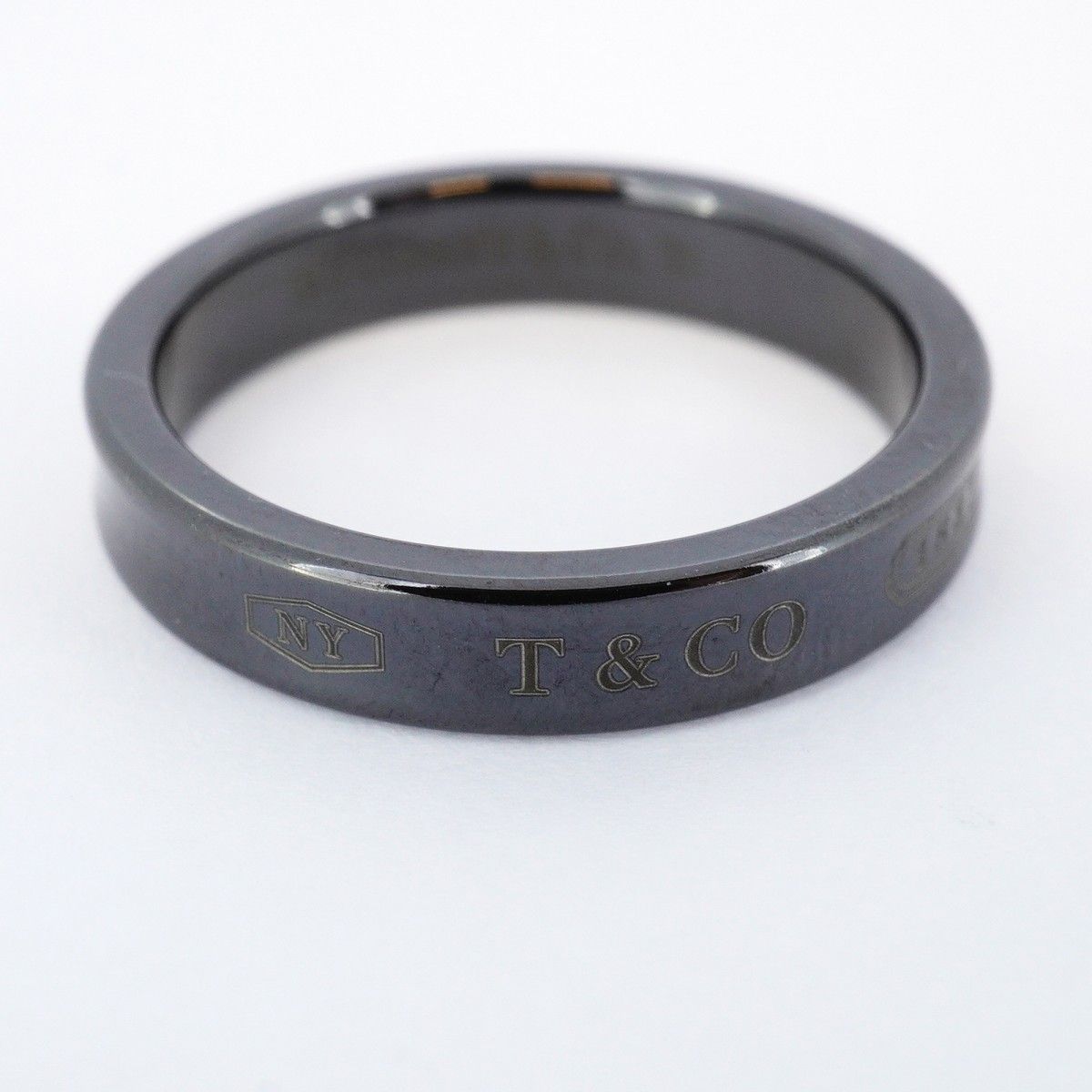 5job0694】ティファニー リング ナロー/1837 チタン ブラック 16号