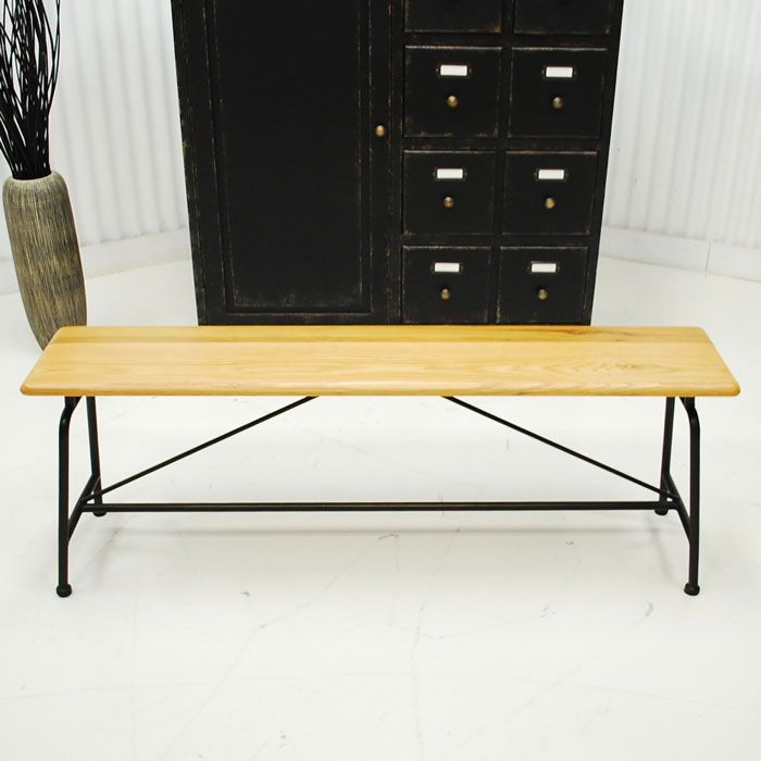 アウトレット 現品限り 一部 オーク材 スチール脚 ベンチチェアー ナチュラルモダン インテリア 北欧調 220502 コンベックスベンチ