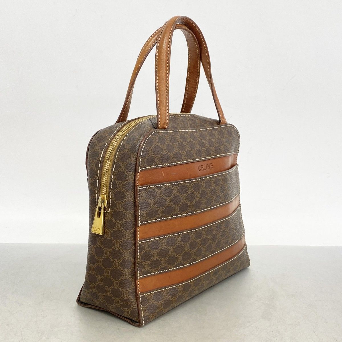 5of6563】セリーヌ ハンドバッグ マカダム PVC ブラウン ゴールド金具