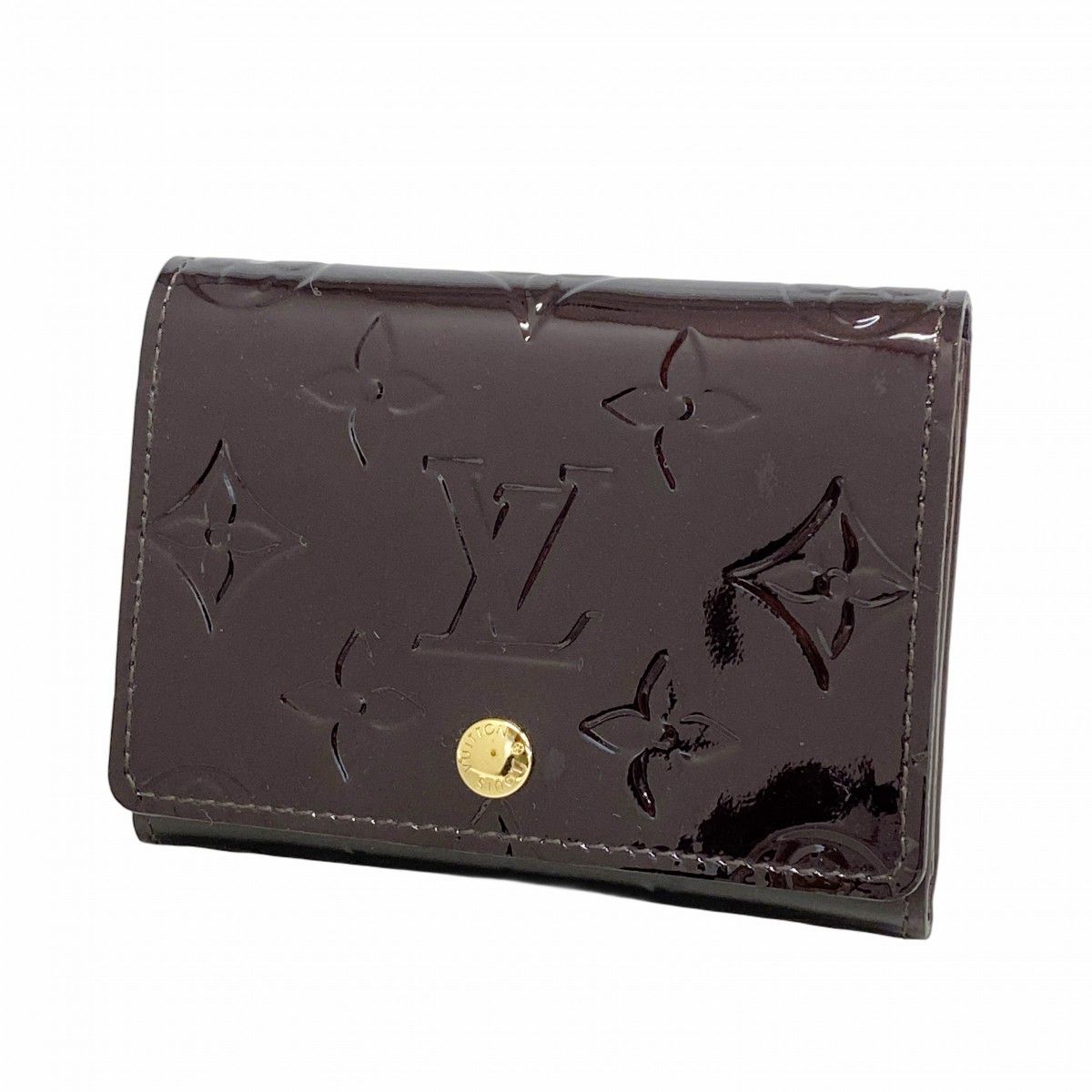 5 pa 0113 ルイヴィトン 名刺入れ ヴェルニ アンヴェロップカルトドゥヴィジット M 91409 アマラント レディース