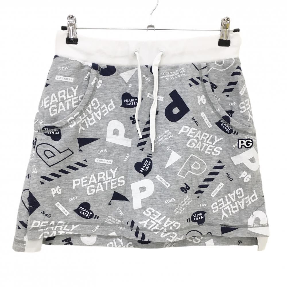 美品】パーリーゲイツ スカート グレー×白 総柄 レディース 1(M
