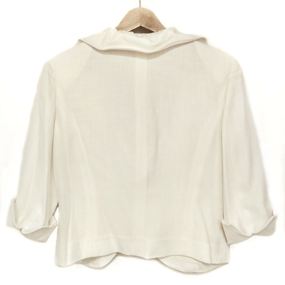 M's Gracy フード付きホワイトジャケット 38 コットンレースフード付き