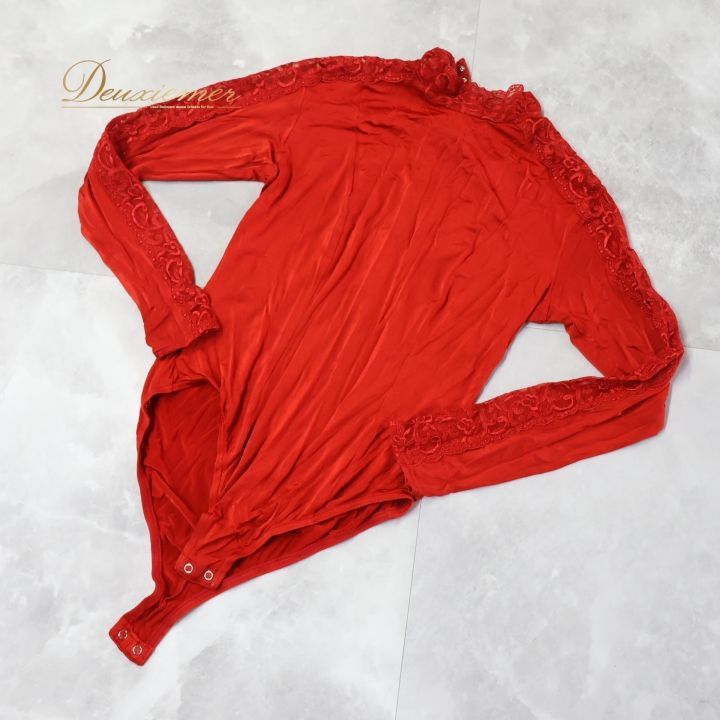 社交ダンス 衣装 レオタード レッド系 チャコット Chacott 赤 レース