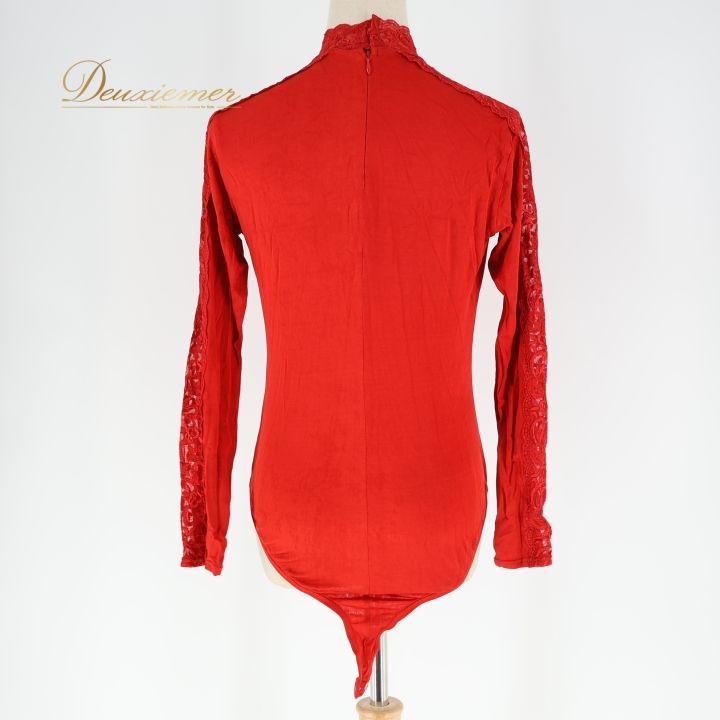 社交ダンス 衣装 レオタード レッド系 チャコット Chacott 赤 レース