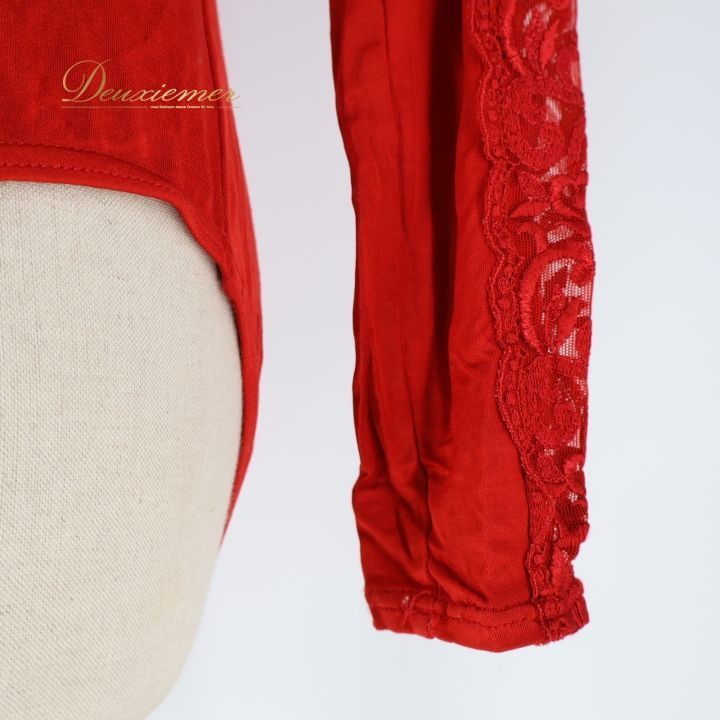 社交ダンス 衣装 レオタード レッド系 チャコット Chacott 赤 レース