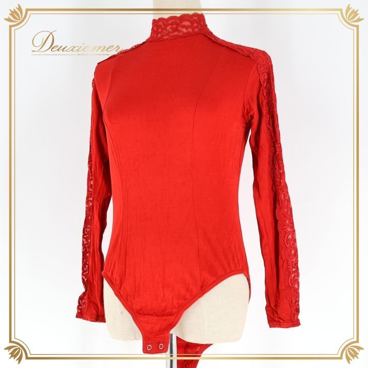 社交ダンス 衣装 レオタード レッド系 チャコット Chacott 赤 レース