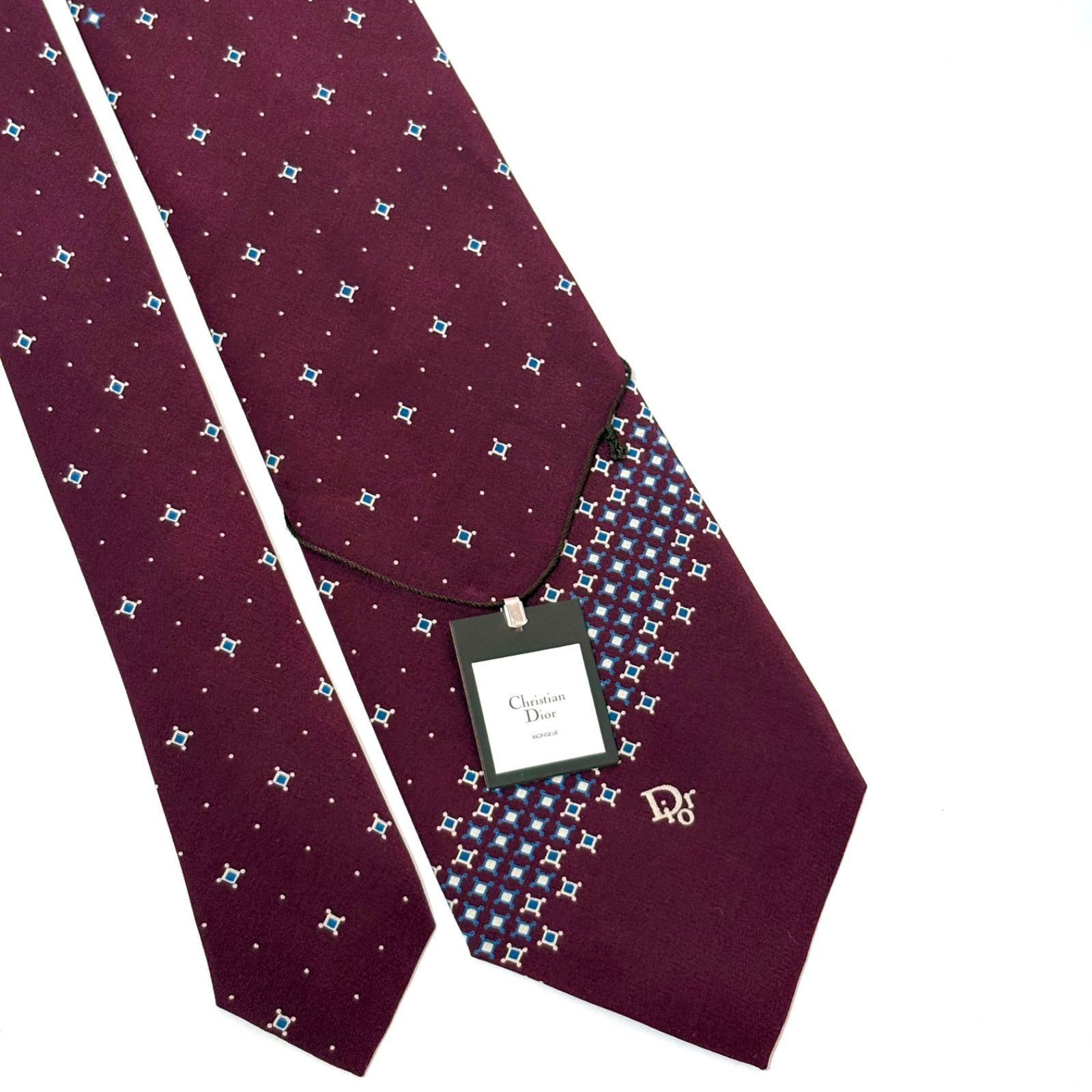 未使用・タグ付き✨ クリスチャンディオール ネクタイ ボルドー 赤