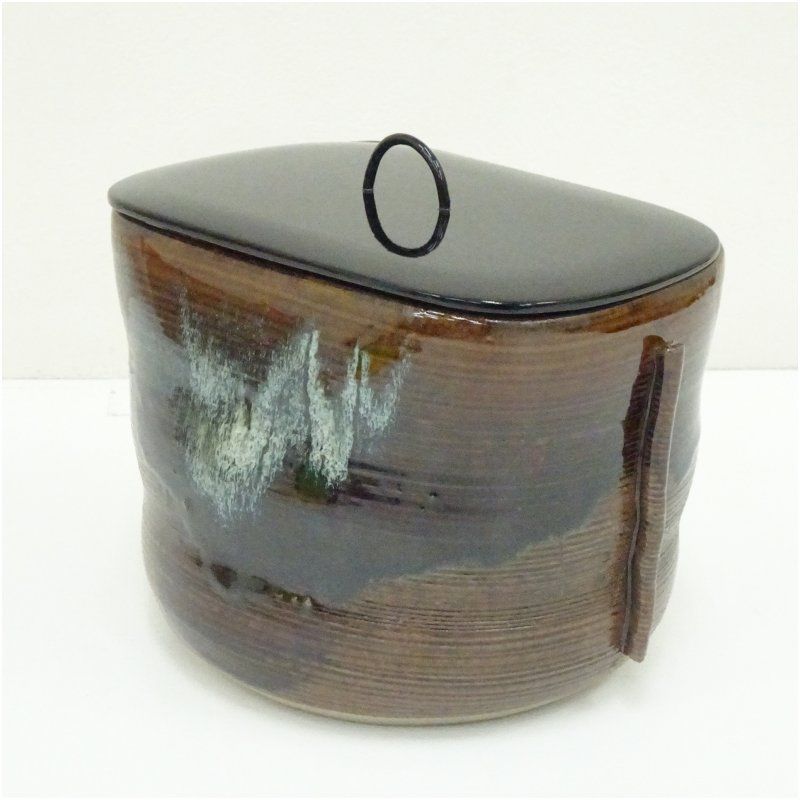 高取焼 鬼丸雪山造 管耳水指（共箱） 水指し 茶道 茶道具 おしゃれ