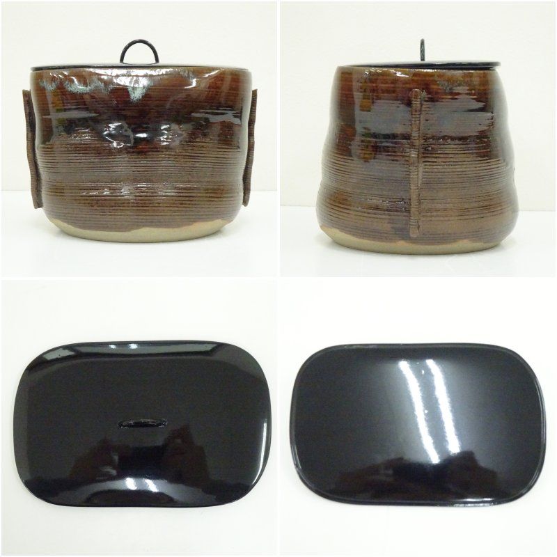 高取焼 鬼丸雪山造 管耳水指（共箱） 水指し 茶道 茶道具 おしゃれ