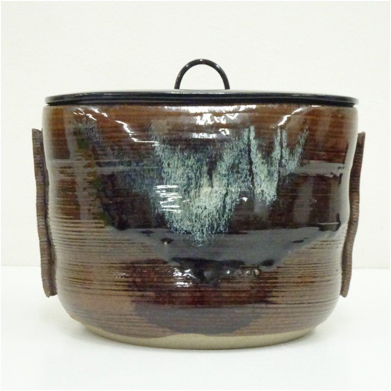 高取焼 鬼丸雪山造 管耳水指（共箱） 水指し 茶道 茶道具 おしゃれ