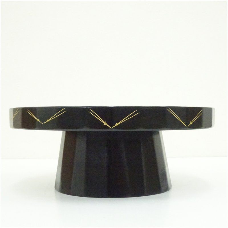 岡本漆専堂造 漆塗松葉蒔絵高杯干菓子器（共箱） 茶器 おしゃれ