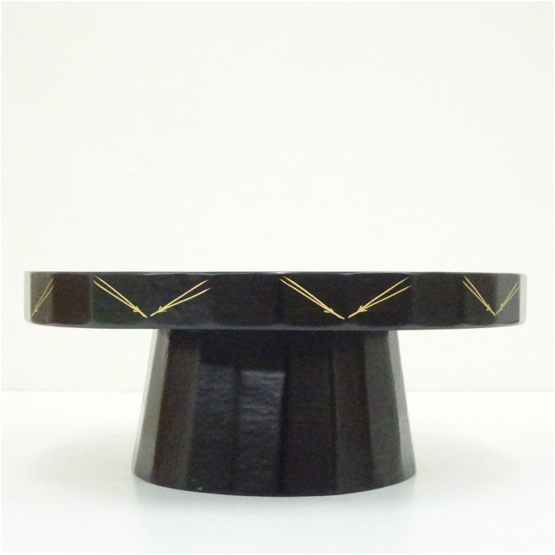 岡本漆専堂造 漆塗松葉蒔絵高杯干菓子器（共箱） 茶器 おしゃれ