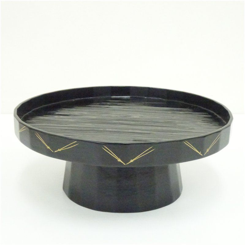 岡本漆専堂造 漆塗松葉蒔絵高杯干菓子器（共箱） 茶器 おしゃれ