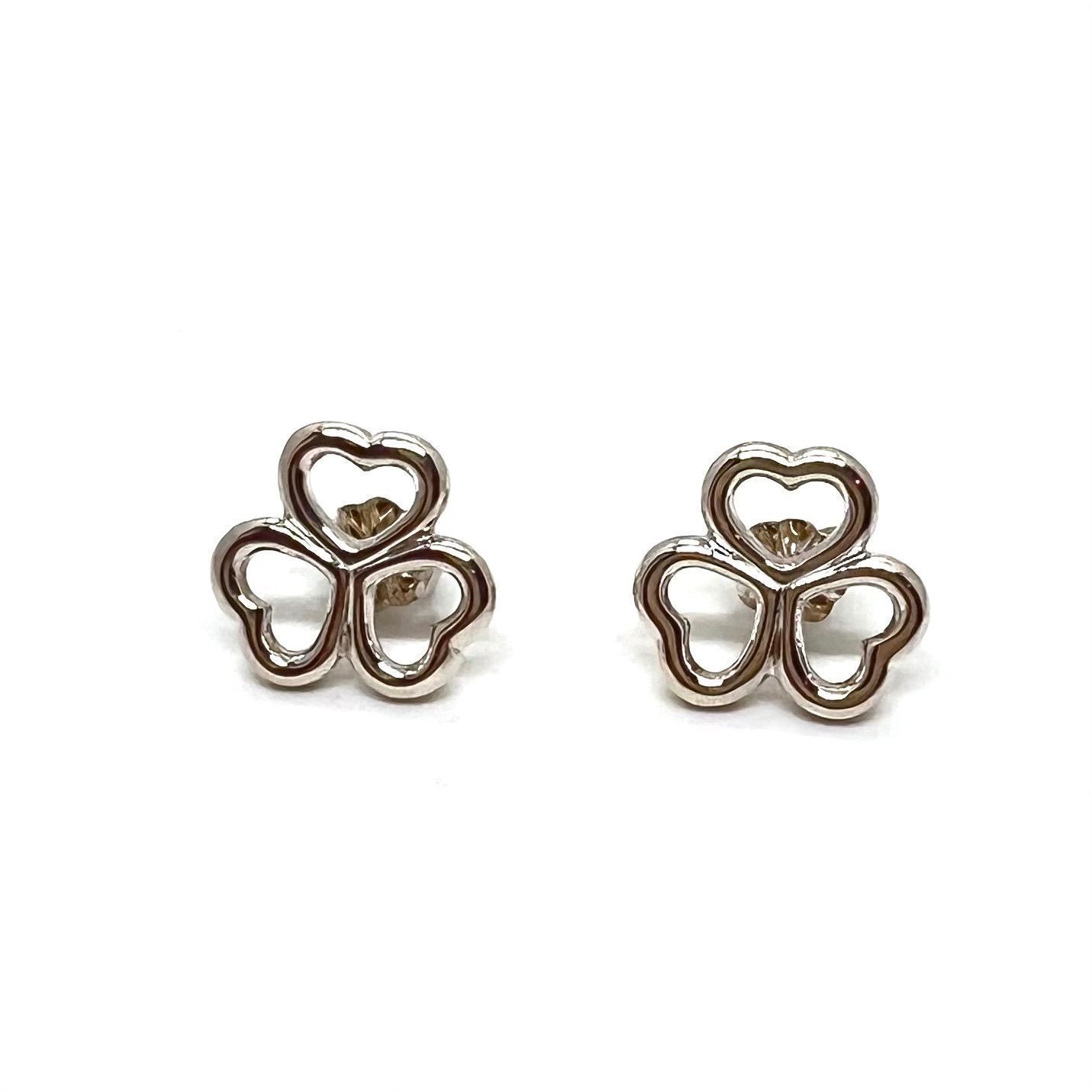 美品★TIFFANY＆CO ティファニー ピアス クローバー ハート トリプルハート シルバー925