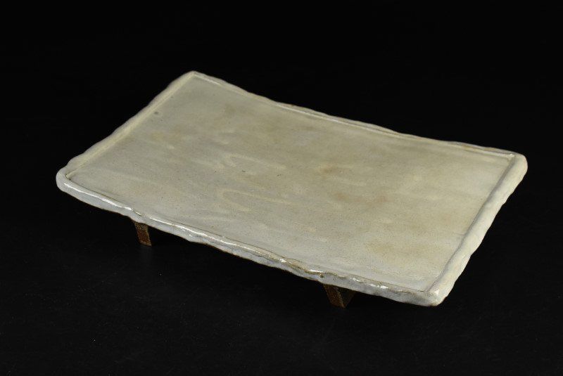 蔵A 3110 c 勝尾黎彦 粉引 俎板皿 長方皿 共箱 42 5㎝