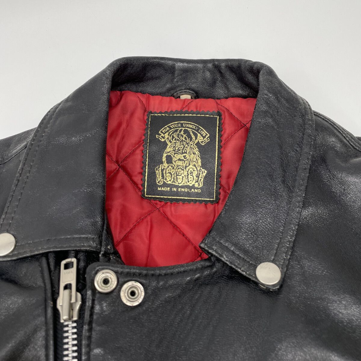 666/旧タグ/LJM-1/イングランド製/ダブルライダースジャケット 666 666トリプルシックス ﾌﾞﾗｯｸ 死神ﾀｸﾞ ｲﾝｸﾞﾗﾝﾄﾞ製 ﾀﾞﾌﾞﾙﾗｲﾀﾞｰｽｼﾞｬｹｯﾄ