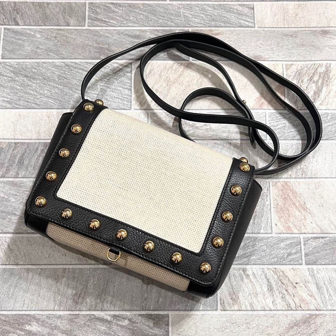 美品★ J&M Davidson ジェイアンドエム デヴィッドソン ショルダーバッグ キャンバス レザー スタッズ ブラック 18,104円